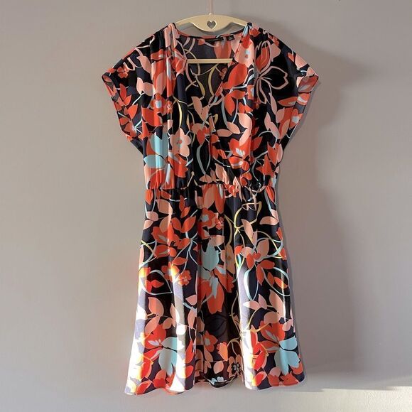 Halogen Floral Flutter Sleeve Multi Color Shift Dress | SZ SP - Picture 1 of 9